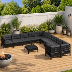 Comfortable 11 Piece Outdoor Lounge Set in Pinewood