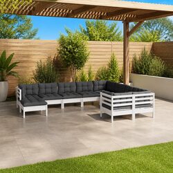 Comfy 10-Piece White Pinewood Garden Lounge Set