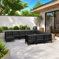 Comfortable 11 Piece Outdoor Lounge Set in Black