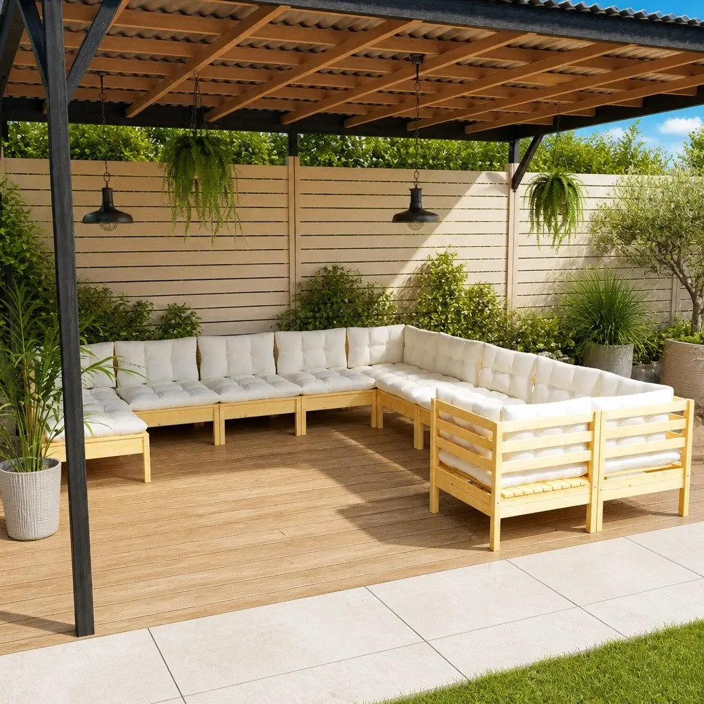 Outdoor Garden Lounge Set Modular Patio Furniture 11 Piece Cream