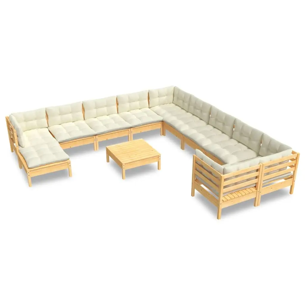 Garden Lounge Set 12 Piece Outdoor Patio Furniture Modular Cream Cushions
