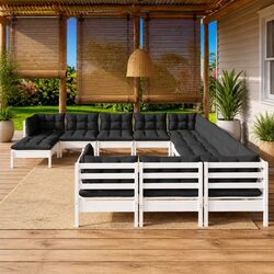 Comfortable and Practical 12-Piece Pinewood Garden Set