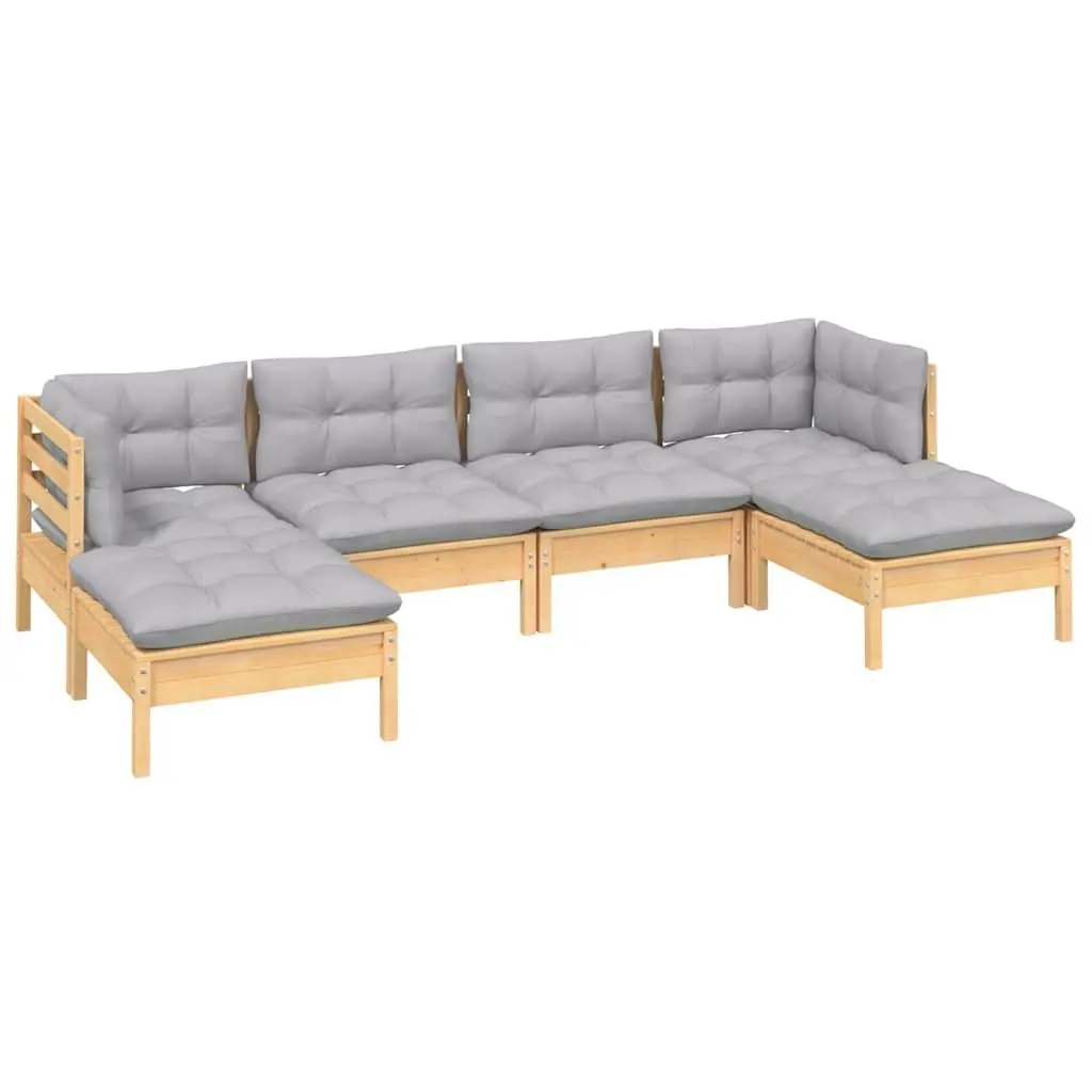 Garden Lounge Set Modular Outdoor Patio Furniture 6 Piece Grey Cushions