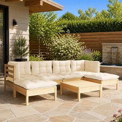 Comfort and Value: 7-Piece Pinewood Lounge Set