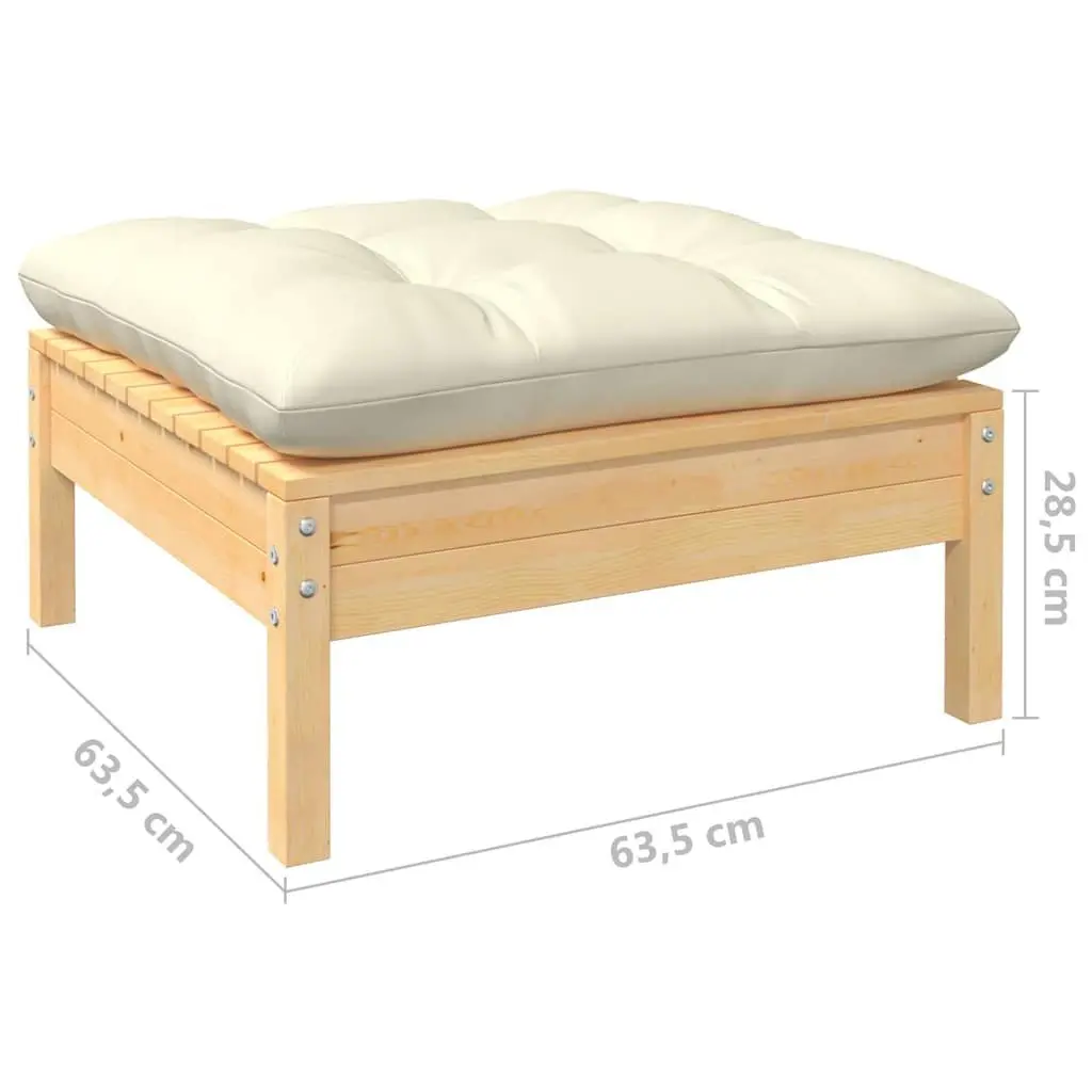 Garden Lounge Set 7 Piece Outdoor Furniture Pinewood Cream Cushions