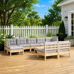 Comfortable 10-Piece Garden Lounge Set in Pinewood