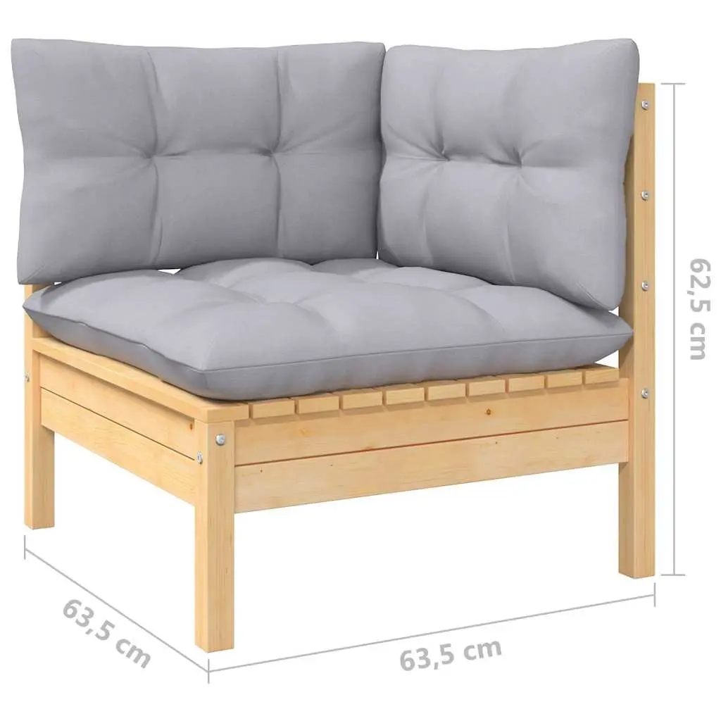 Garden Lounge Set 10 Pieces Modular Outdoor Furniture Pinewood Grey