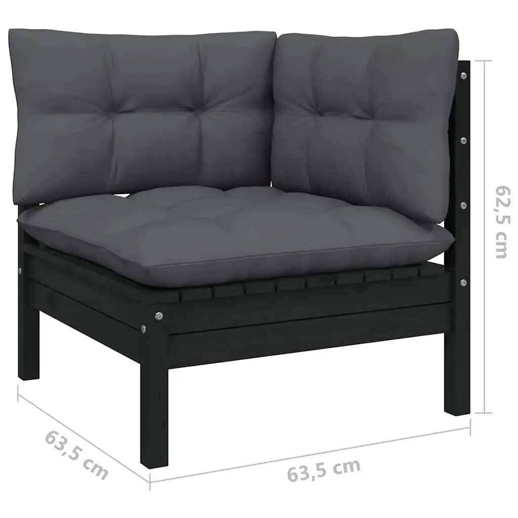 10-Piece Black Pinewood Lounge Set for Comfort