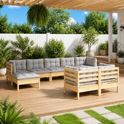 Warm and Versatile 9 Piece Lounge Set for Your Garden