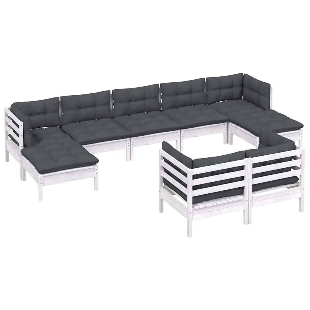 Garden Lounge Set Modular Outdoor Patio Furniture 9 Piece White Cushions