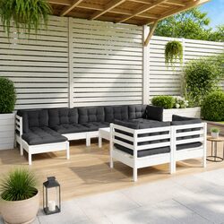 Comfortable 10-Piece White Pinewood Lounge Set