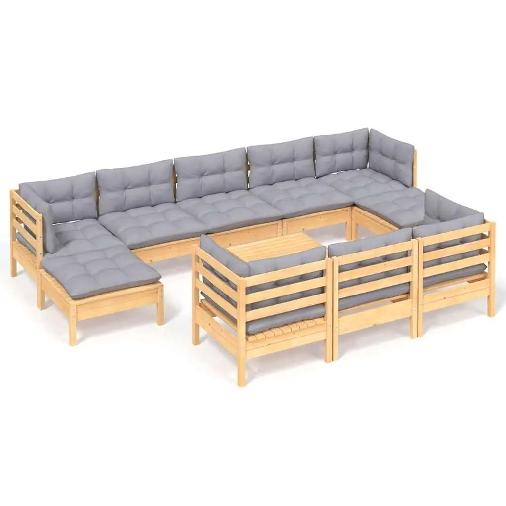 Garden Lounge Set 11 Piece Outdoor Furniture Patio Seating Grey