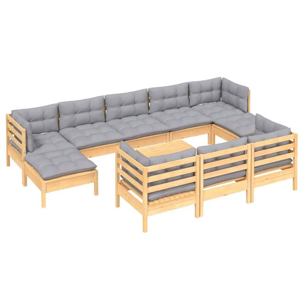 Garden Lounge Set 11 Piece Outdoor Furniture Patio Seating Grey