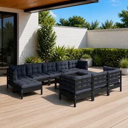 Reliable 11-Piece Garden Lounge Set in Black