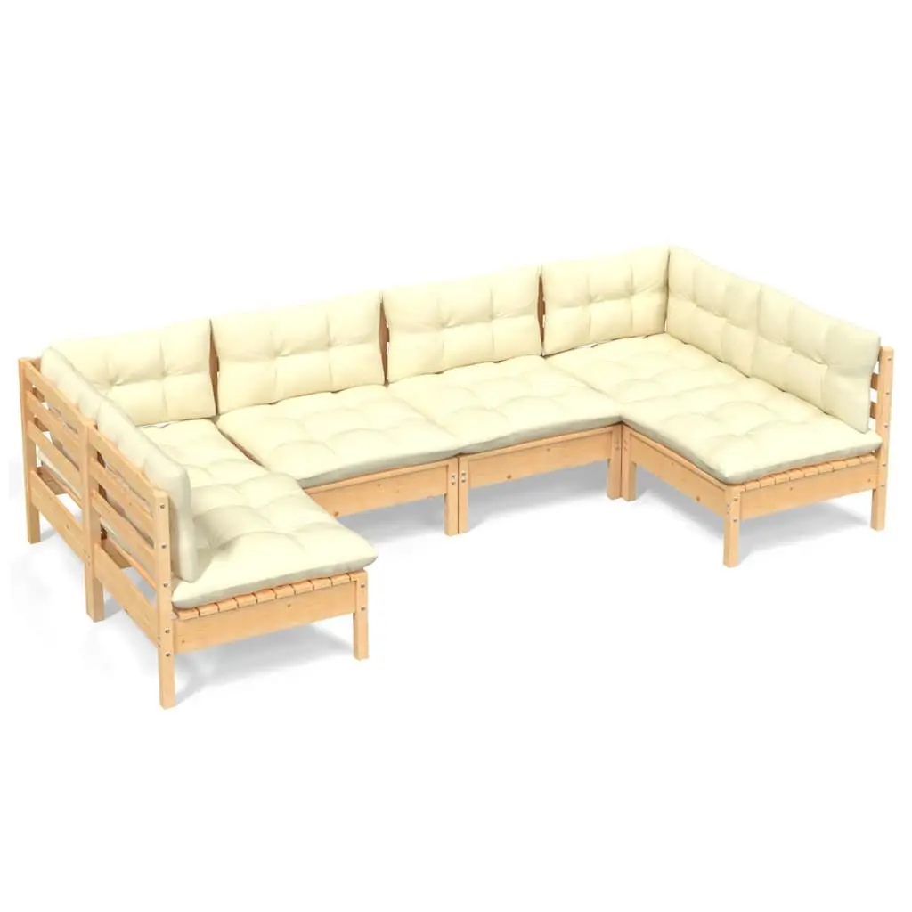 Garden Lounge Set Outdoor Furniture Modular Sectional 6 Piece Cream