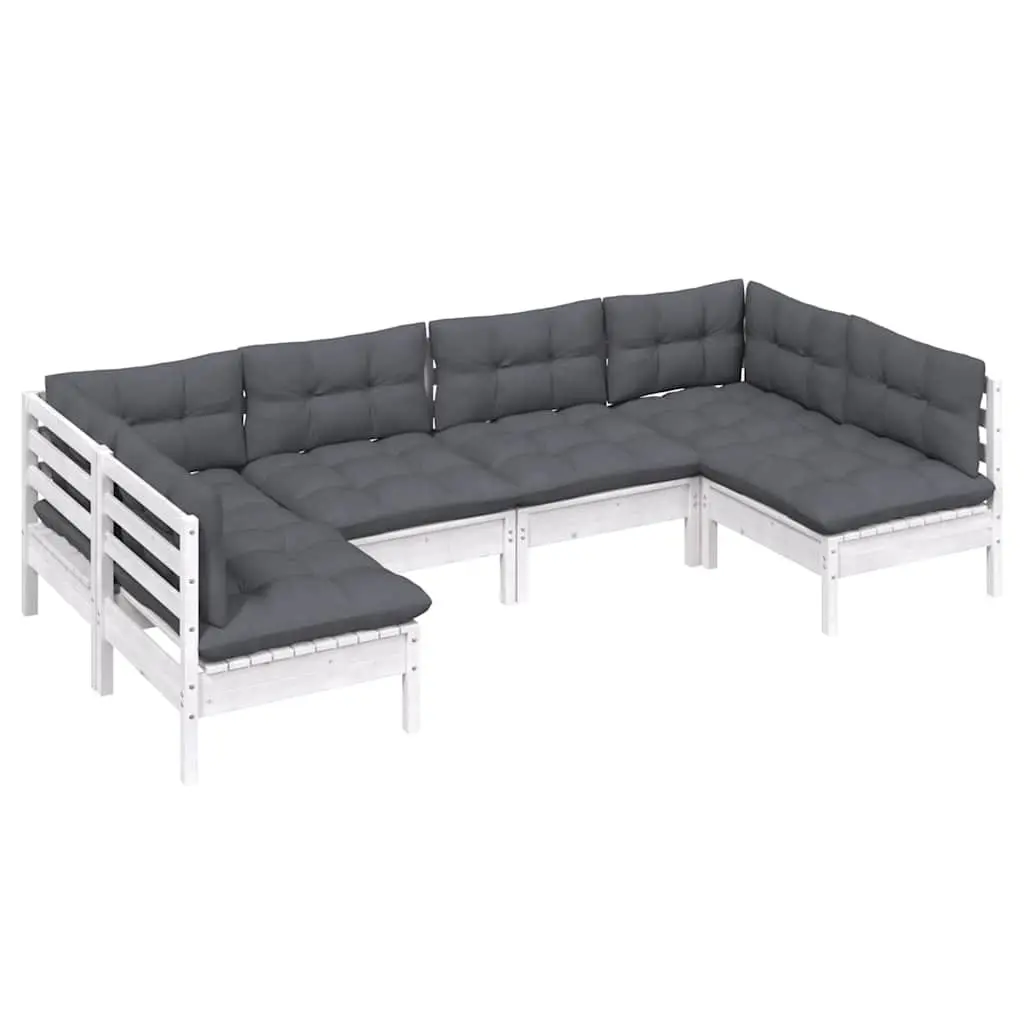 Garden Lounge Set Outdoor Furniture 6 Piece White Patio Seating