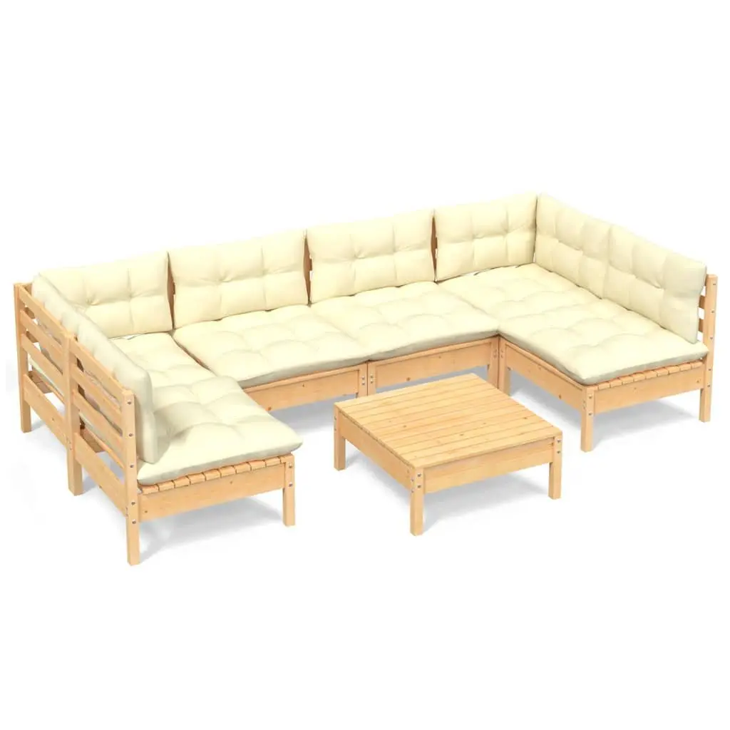 Garden Lounge Set 7 Piece Outdoor Patio Furniture Modular Seating Cream Cushions