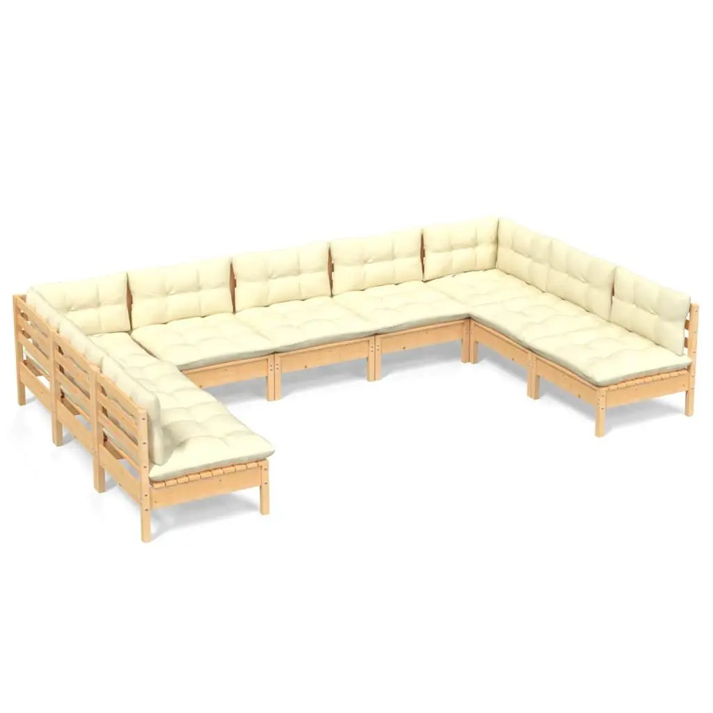 Garden Lounge Set 9 Piece Outdoor Patio Furniture Modular Sofa Cream
