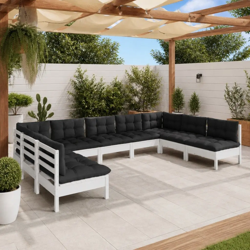 Garden Lounge Set Modular Outdoor Furniture 9 Piece White Patio Seating