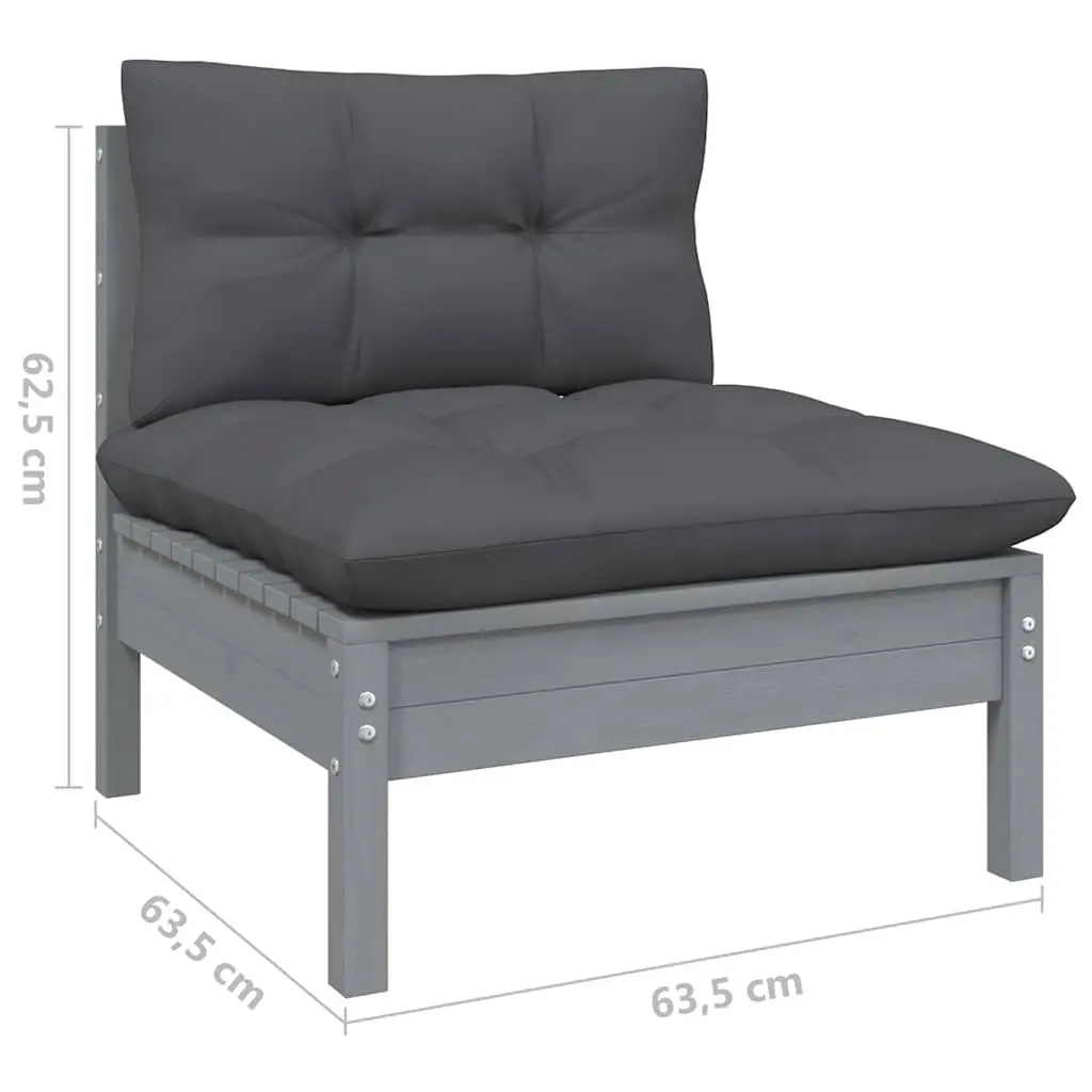 Garden Lounge Set 9 Piece Outdoor Patio Furniture Black Pinewood with Cushions