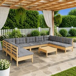 Warm and Value-Driven Garden Lounge Set with Grey Cushions
