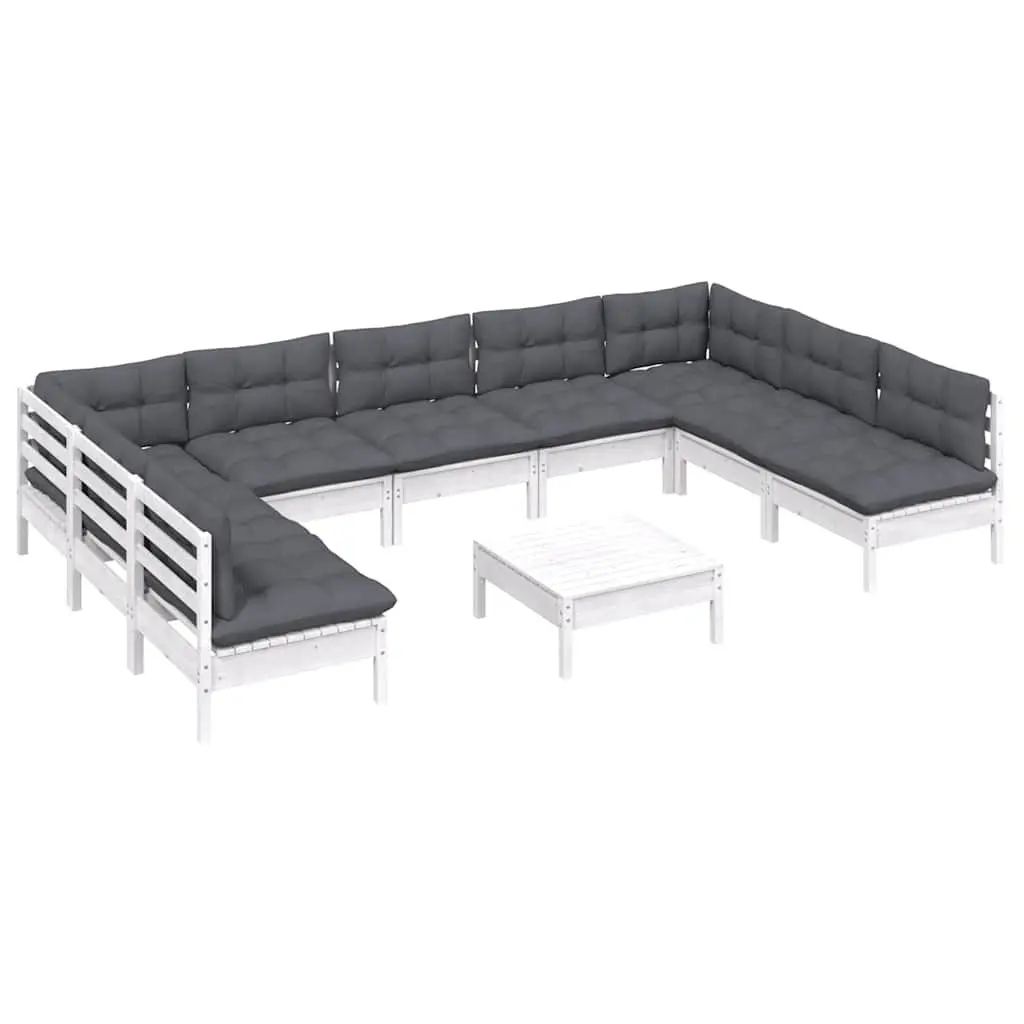 Garden Lounge Set Modular Outdoor Patio Furniture 10 Piece White Cushions