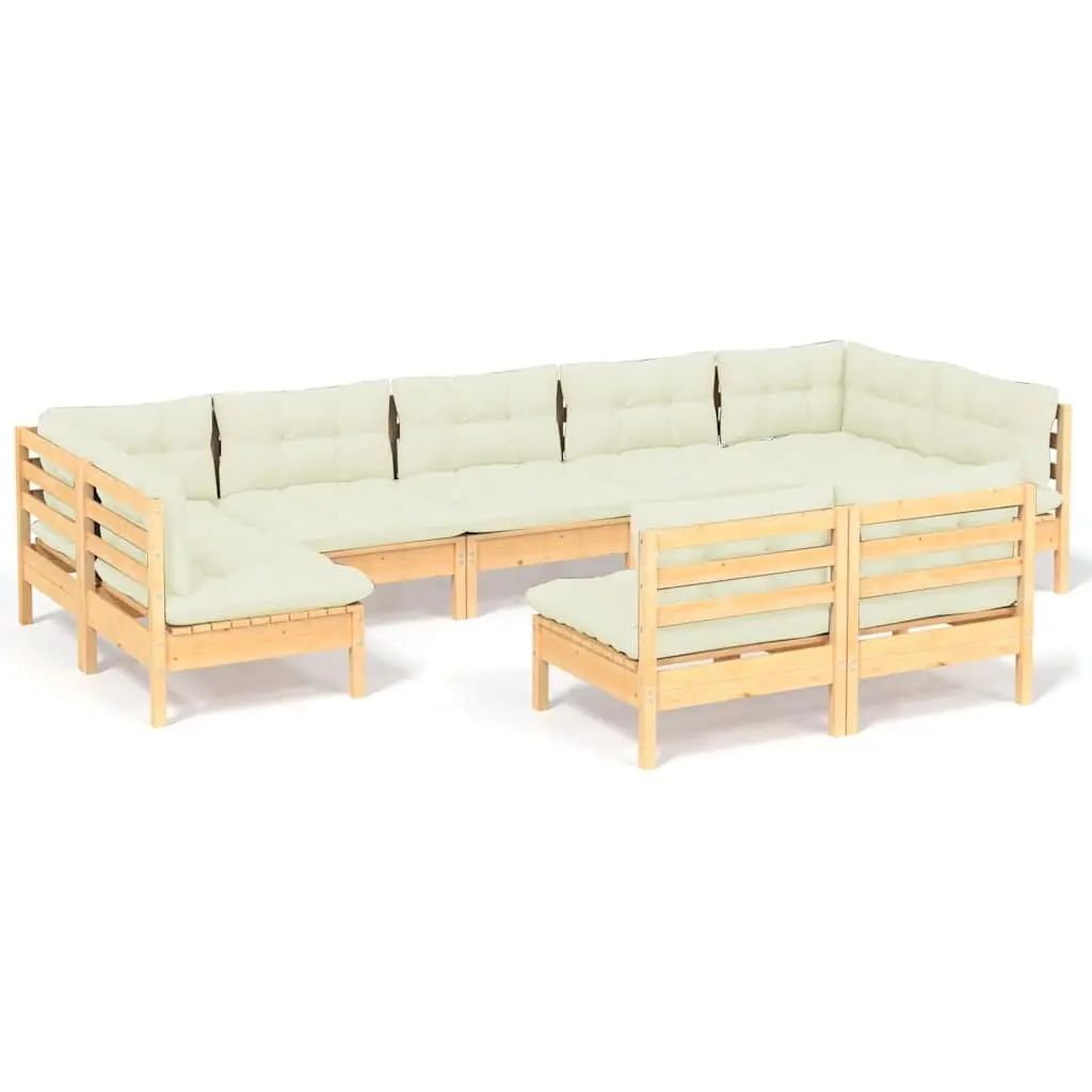 Garden Lounge Set Modular Outdoor Patio Furniture 9 Piece with Cream Cushions