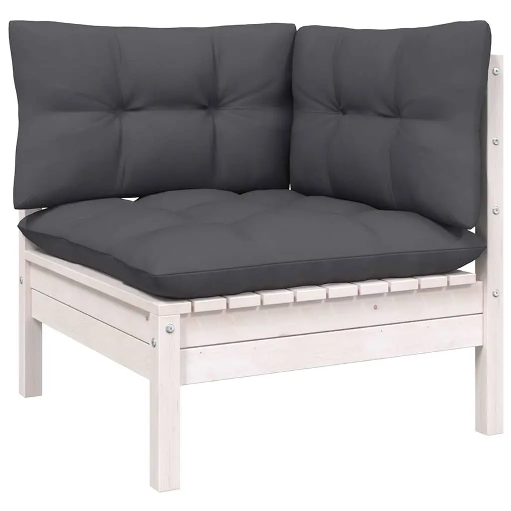 Garden Lounge Set 11 Piece Outdoor Furniture White Solid Pinewood with Cushions