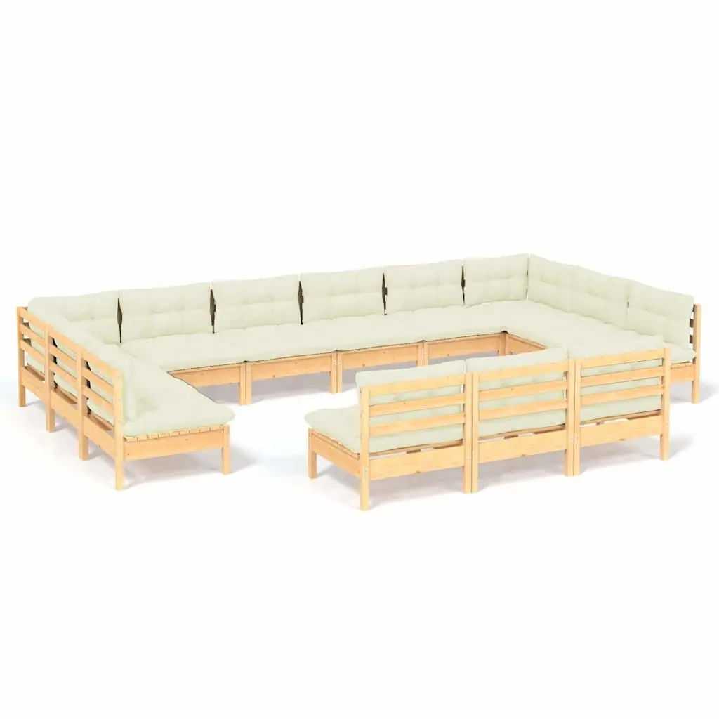 13-Piece Garden Lounge Set with Cream Cushions