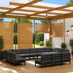 Reliable Black Pinewood Garden Lounge Set for Your Home