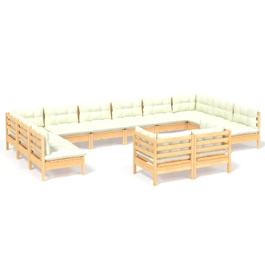 Garden Lounge Set Outdoor Furniture Modular Patio Seating 12 Piece Cream