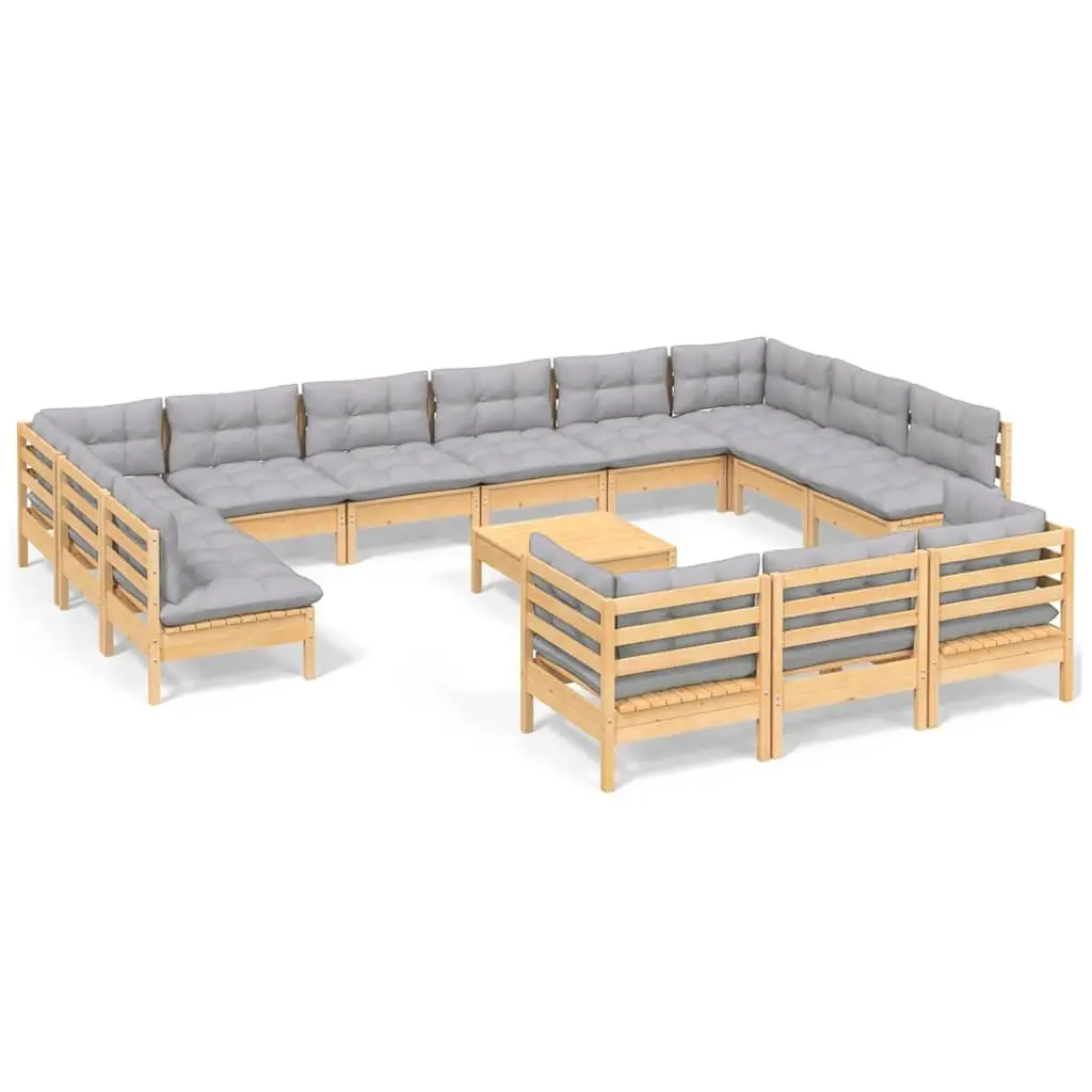 Garden Lounge Set 14 Piece Outdoor Furniture Patio Sofa Grey Cushions