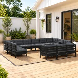 Reliable 14 Piece Black Lounge Set for Outdoor Enjoyment