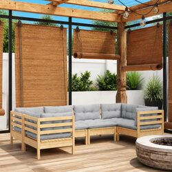 Comfortable 6-Piece Garden Lounge Set with Grey Cushions
