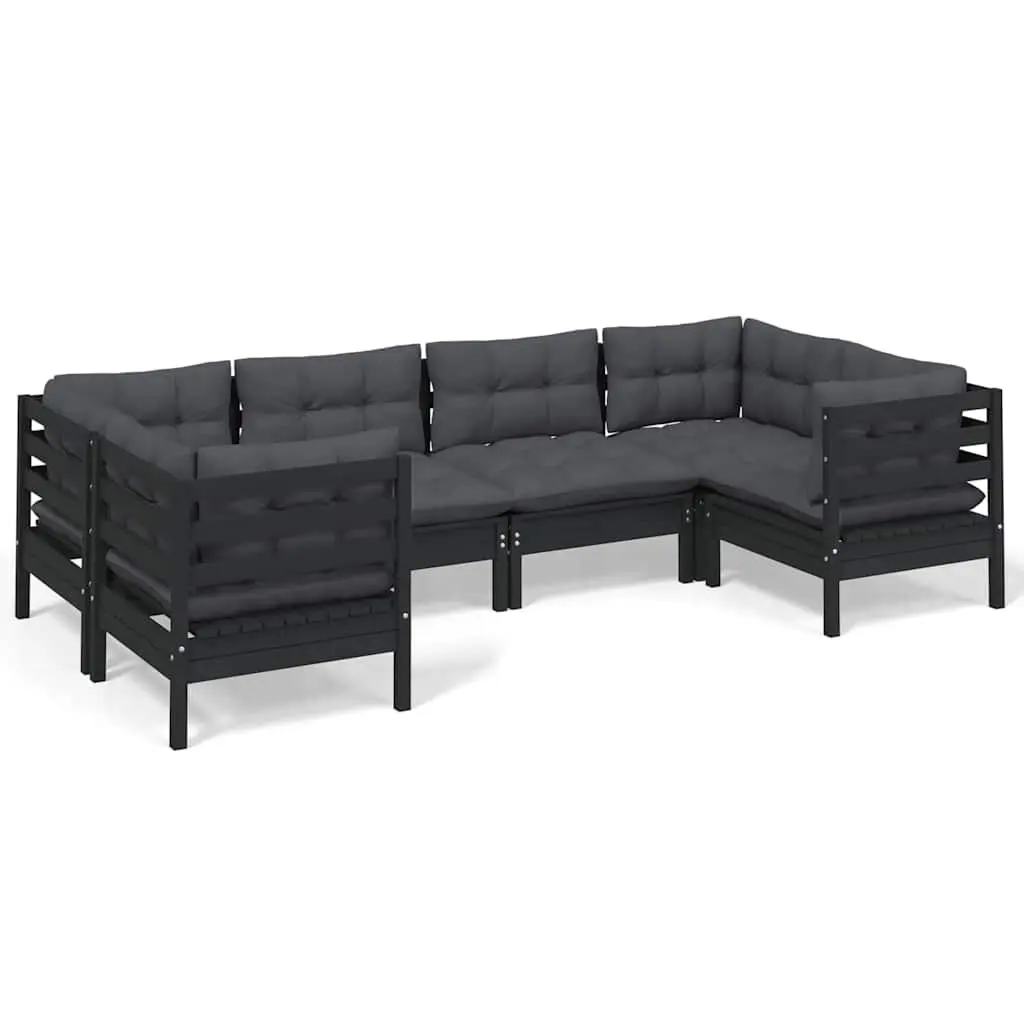 Black Pinewood Lounge Set for Outdoor Relaxation