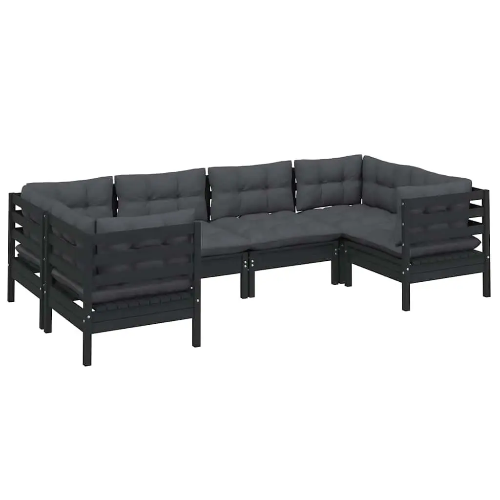 Black Pinewood Lounge Set for Outdoor Relaxation