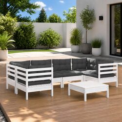 Comfortable 7 Piece Garden Lounge Set with White Finish
