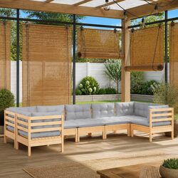 Comfortable 7-Piece Lounge Set Made from Durable Pinewood