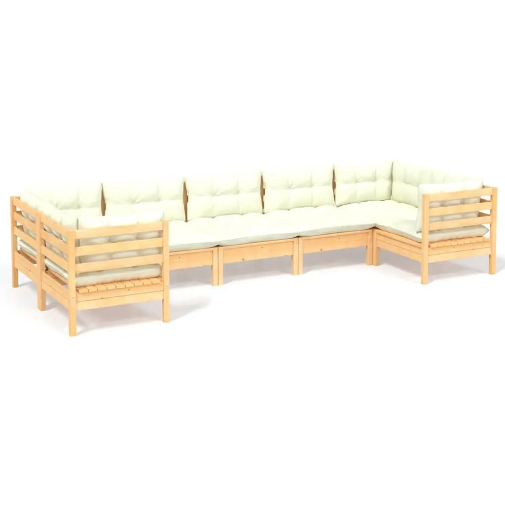 7-Piece Wooden Lounge Set with Cushions