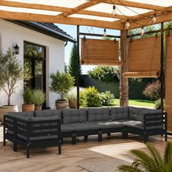 Practical 7 Piece Pinewood Lounge Set for Gardens