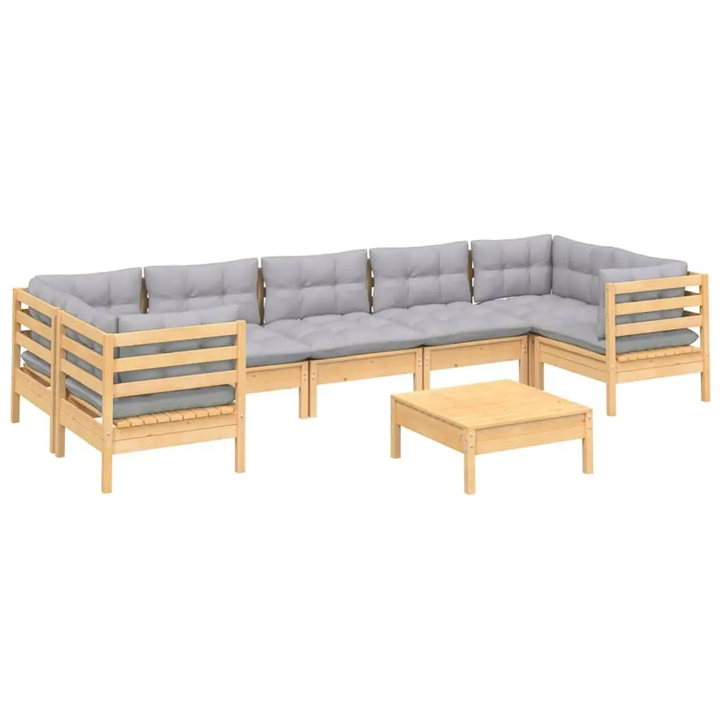Garden Lounge Set 8 Piece Outdoor Furniture Modular Patio Seating Grey