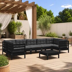 Comfortable 8-Piece Pinewood Lounge Set for Your Garden