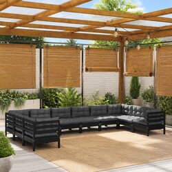 Value-Driven 10 Piece Black Pinewood Lounge Set