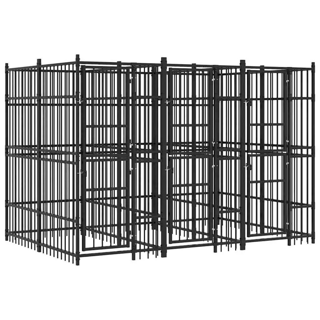 Large Outdoor Dog Run Exercise Pen Steel Frame Garden Play Enclosure Black