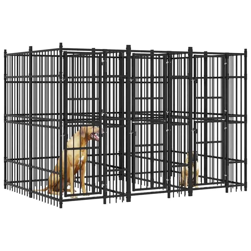 Large Outdoor Dog Run Exercise Pen Steel Frame Garden Play Enclosure Black