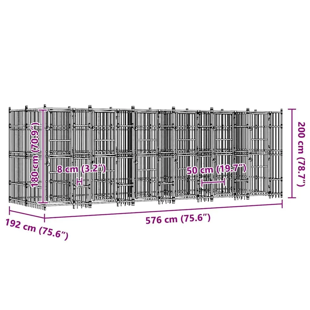 Dog Kennel Outdoor Exercise Pen Large Black Steel