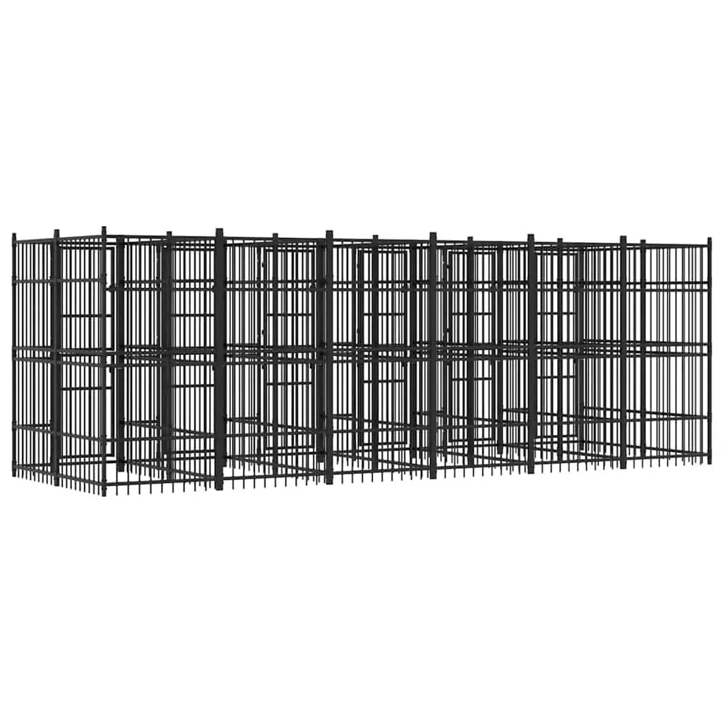Dog Kennel Outdoor Exercise Pen Large Black Steel