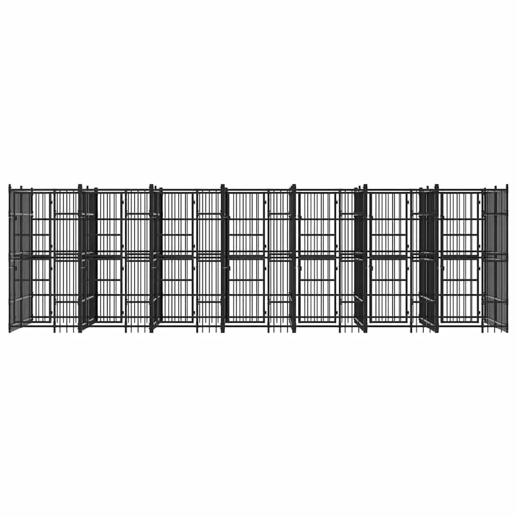 Dog Kennel Outdoor Exercise Pen 12.9 m² Steel Cage Black
