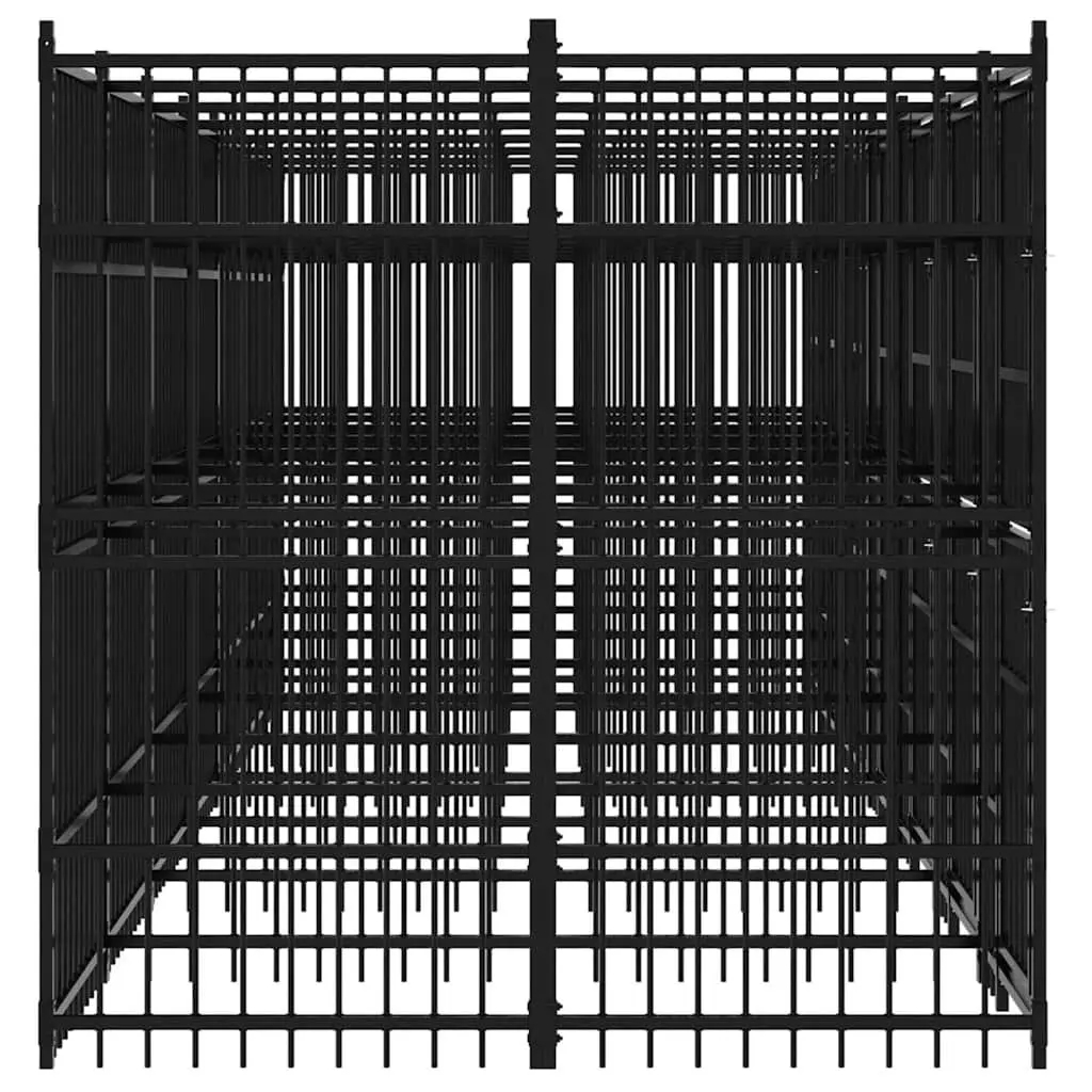 Dog Kennel Outdoor Exercise Pen 12.9 m² Steel Cage Black
