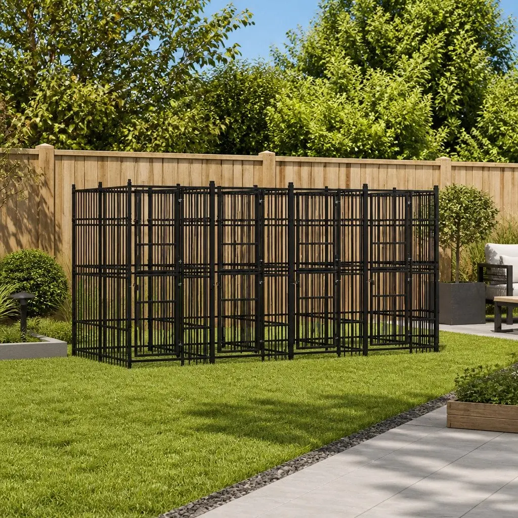 Dog Kennel Outdoor Exercise Pen Durable Steel Play Space Black